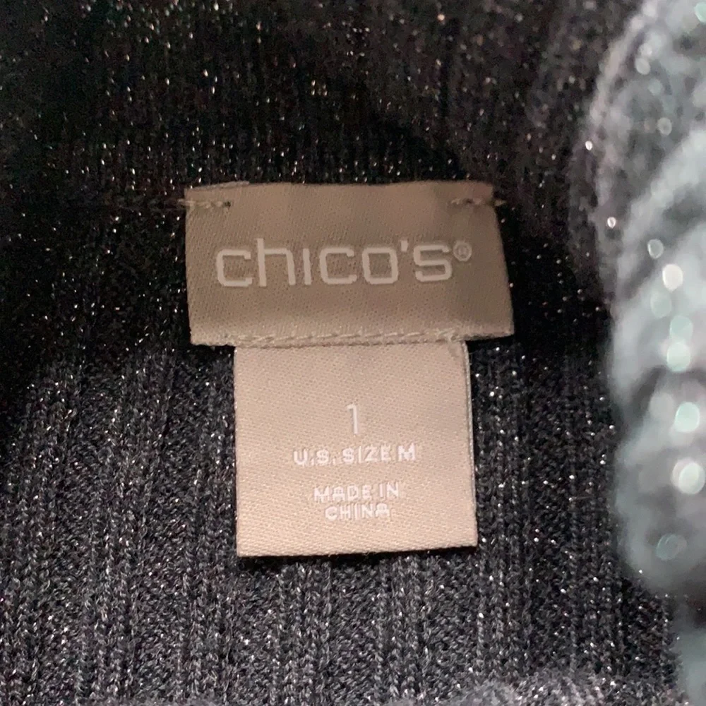 CHICO’S Gray metallic Ribbed Long Sleeve and Turtleneck sweater Women’s medium